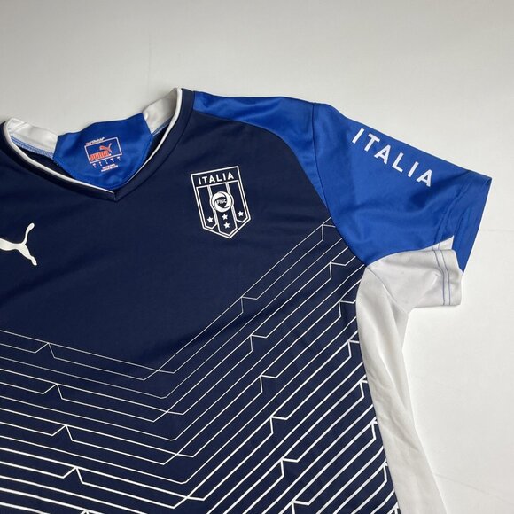 Puma Italia FIGC Soccer Jersey Men Large Blue Stripes Dry Cell Italy - Picture 2 of 12